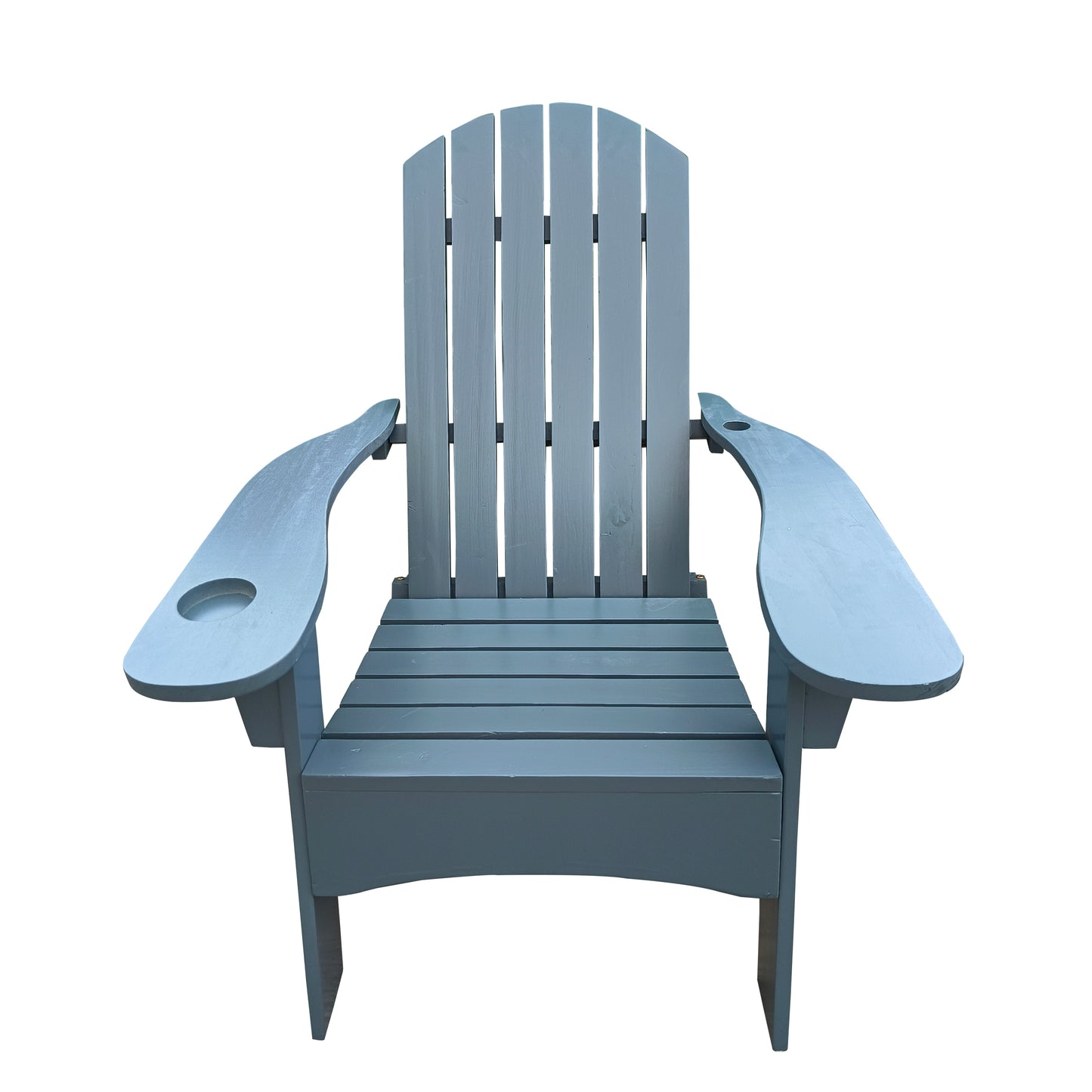 Outdoor or indoor Wood Adirondack chair with an hole to hold umbrella on the arm ,Gray