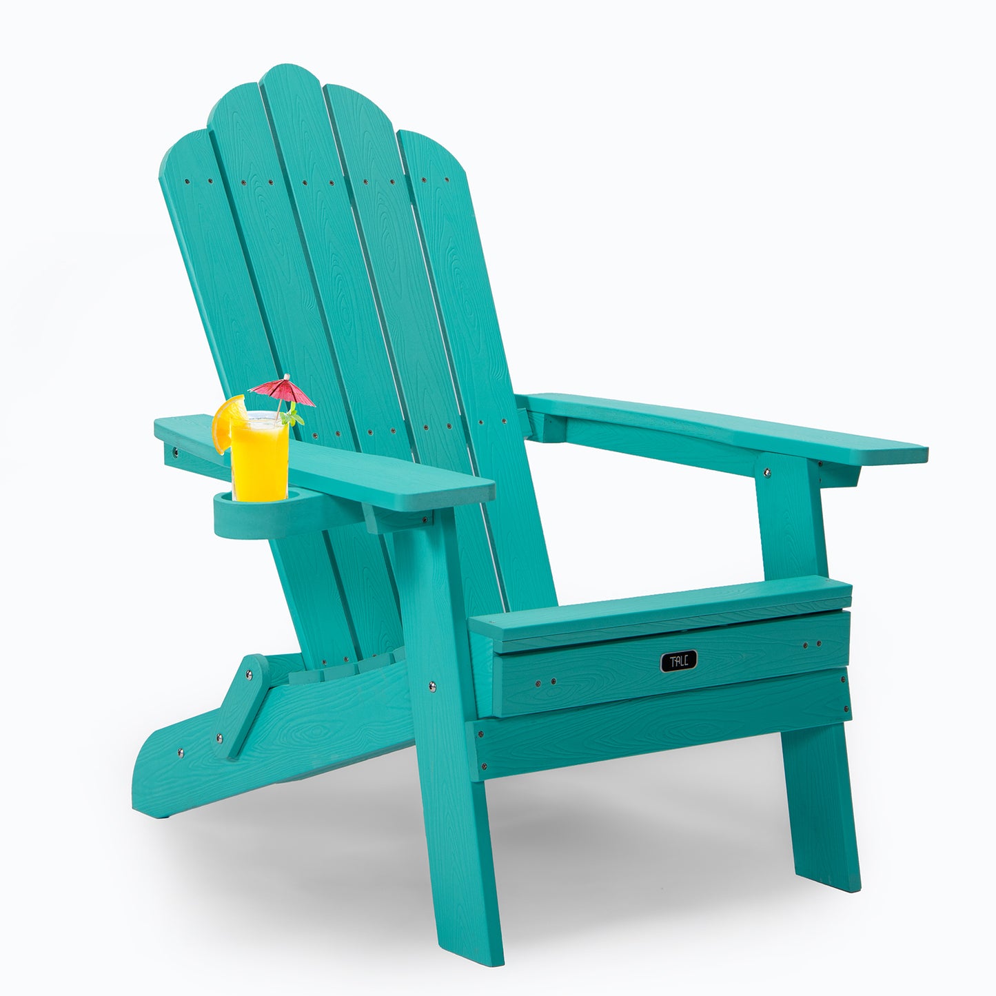 TALE Folding Adirondack Chair with Pullout Ottoman with Cup Holder, Oversized, Poly Lumber,  for Patio Deck Garden, Backyard Furniture, Easy to Install,GREEN. Ban on Amazon