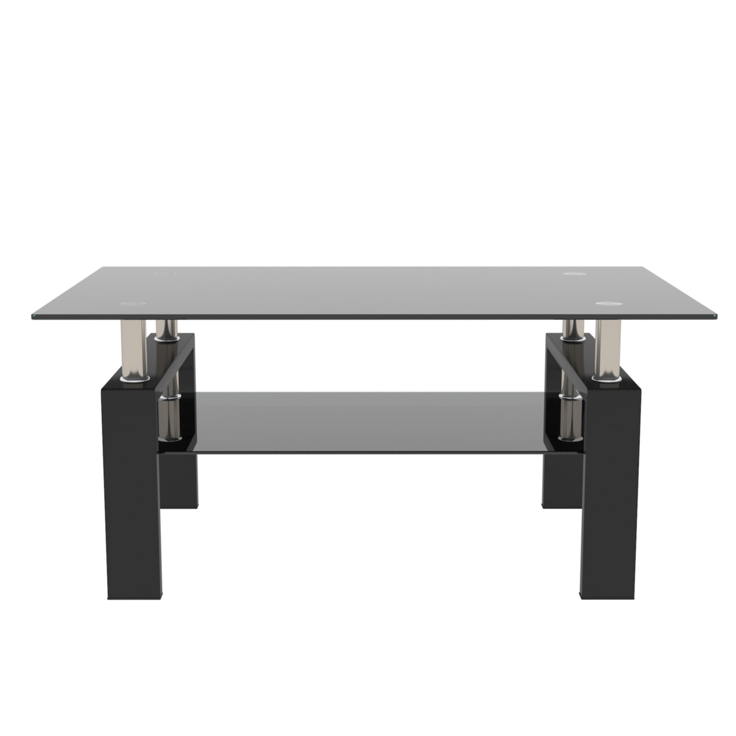 Rectangle Black Glass Coffee Table, Clear Coffee Table,Modern Side Center Tables for Living Room,Living Room Furniture