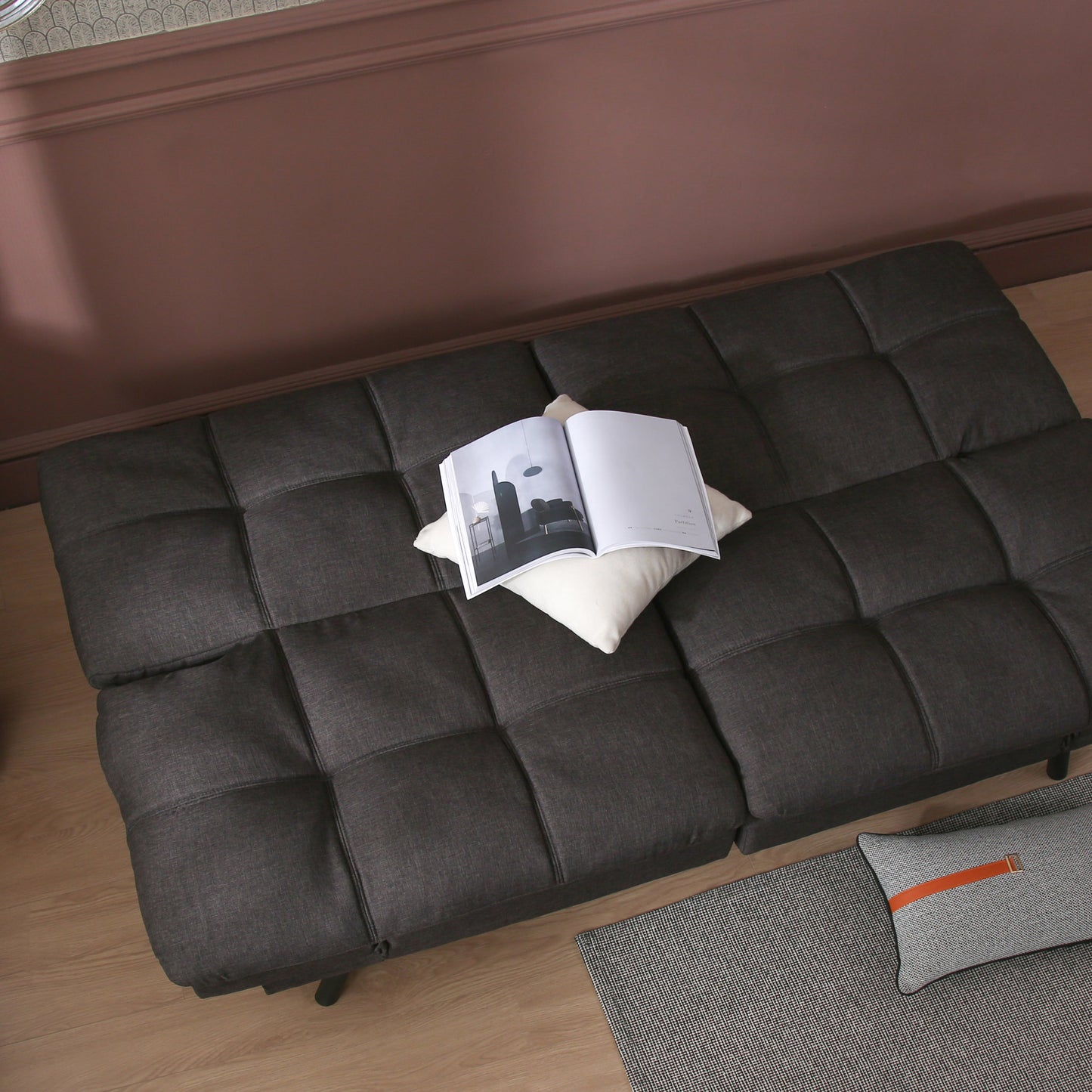 Convertible Memory Foam Futon Couch Bed, Modern Folding Sleeper Sofa-SF267FADGY