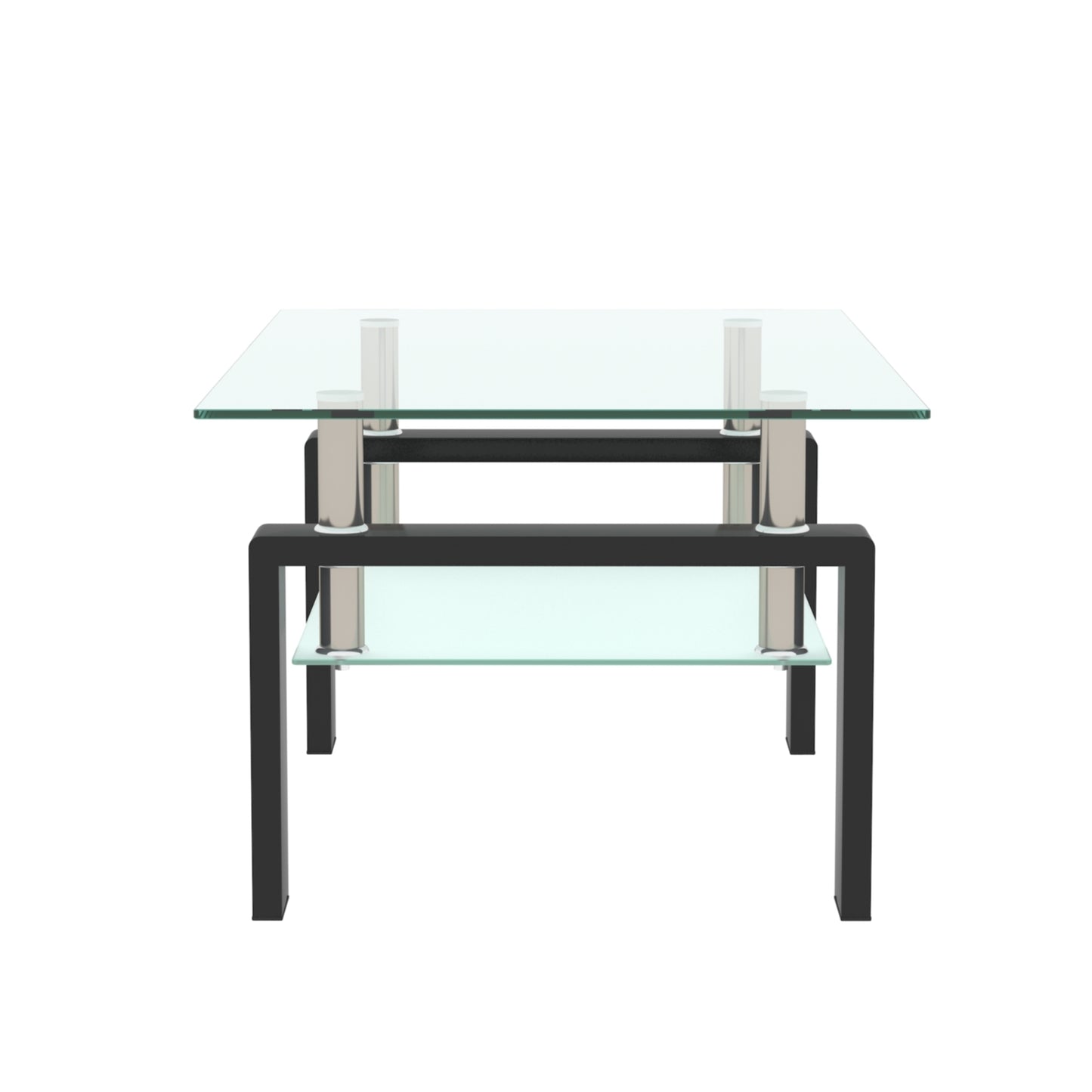 Rectangle Black Glass Coffee Table, Clear Coffee Table, Modern Side Center Tables for Living Room, Living Room Furniture