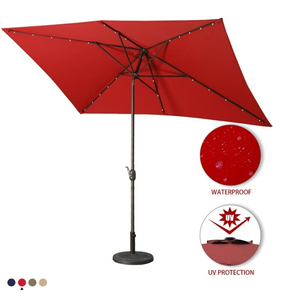 Support Dropshipping Led Red Garden Outdoor Adjustable Title 10 Ft Patio Umbrella With Solar Lights