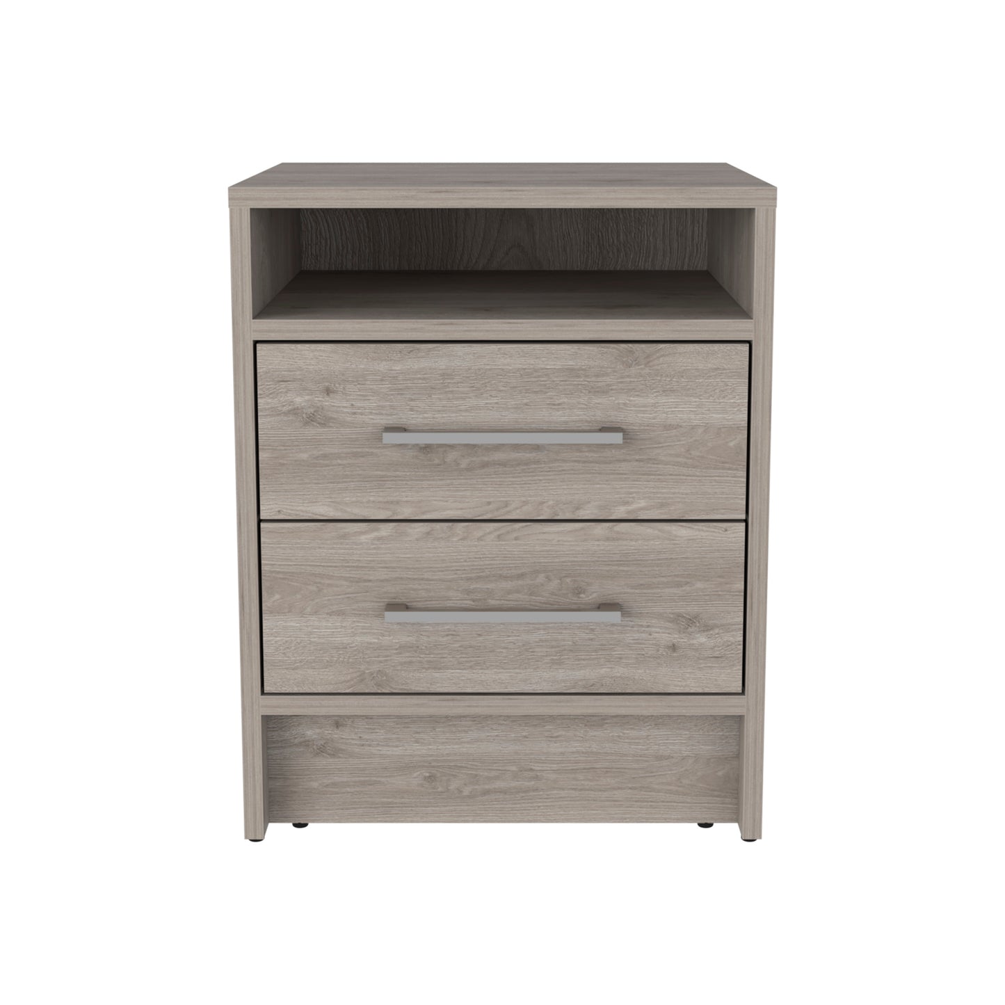 Eter Nightstand, Superior Top, Two Drawers -Light Gray