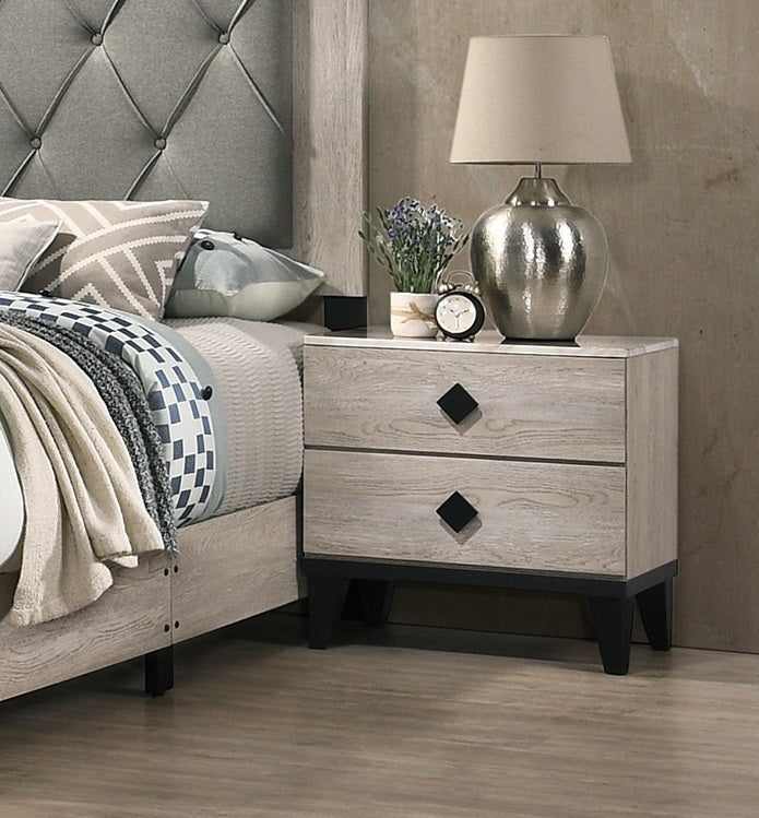 Bedroom Furniture Contemporary Look Cream Color Nightstand Drawers Bed Side Table plywood