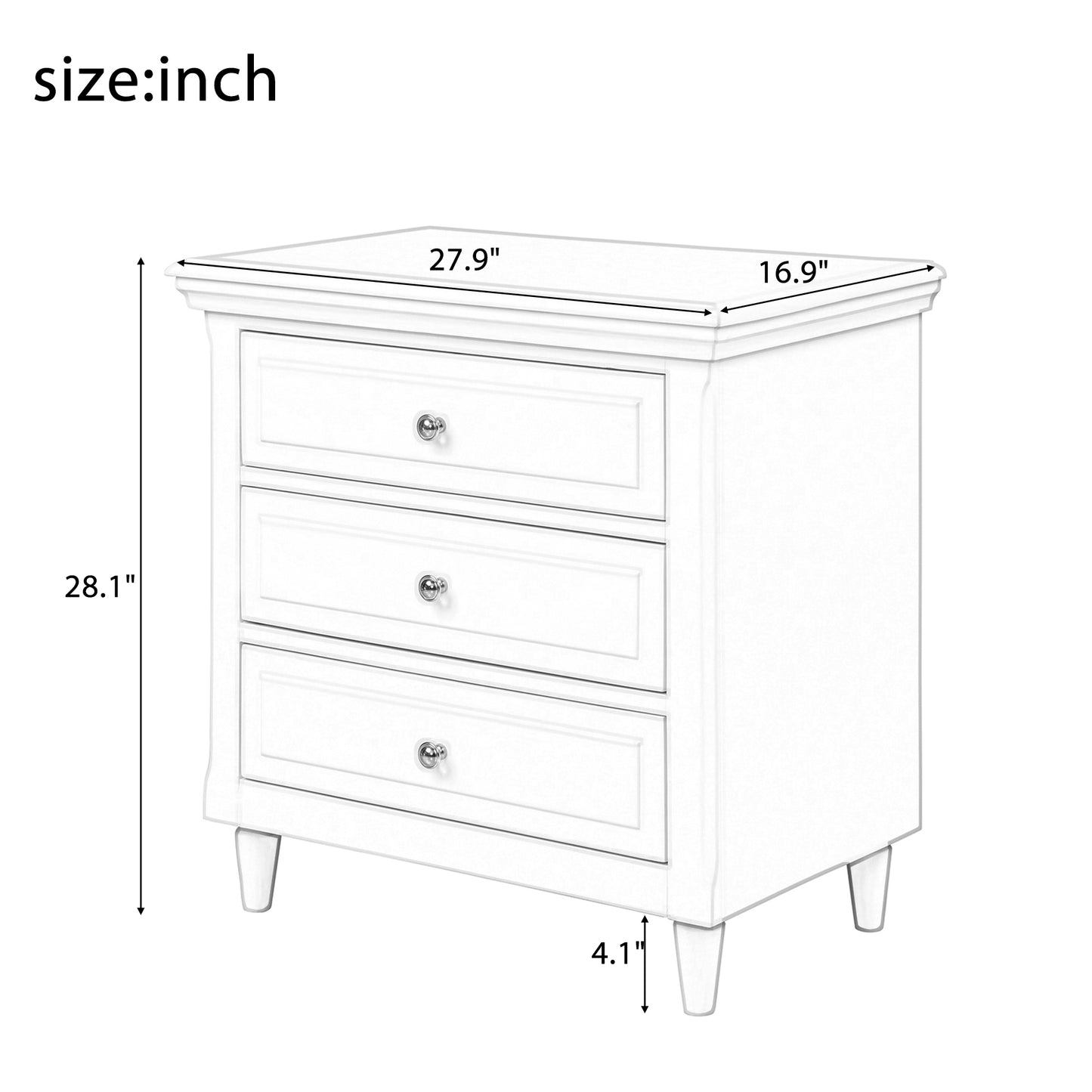 U_STYLE 3-Drawer Nightstand Storage Wood Cabinet (As Same As WF286783AAK)