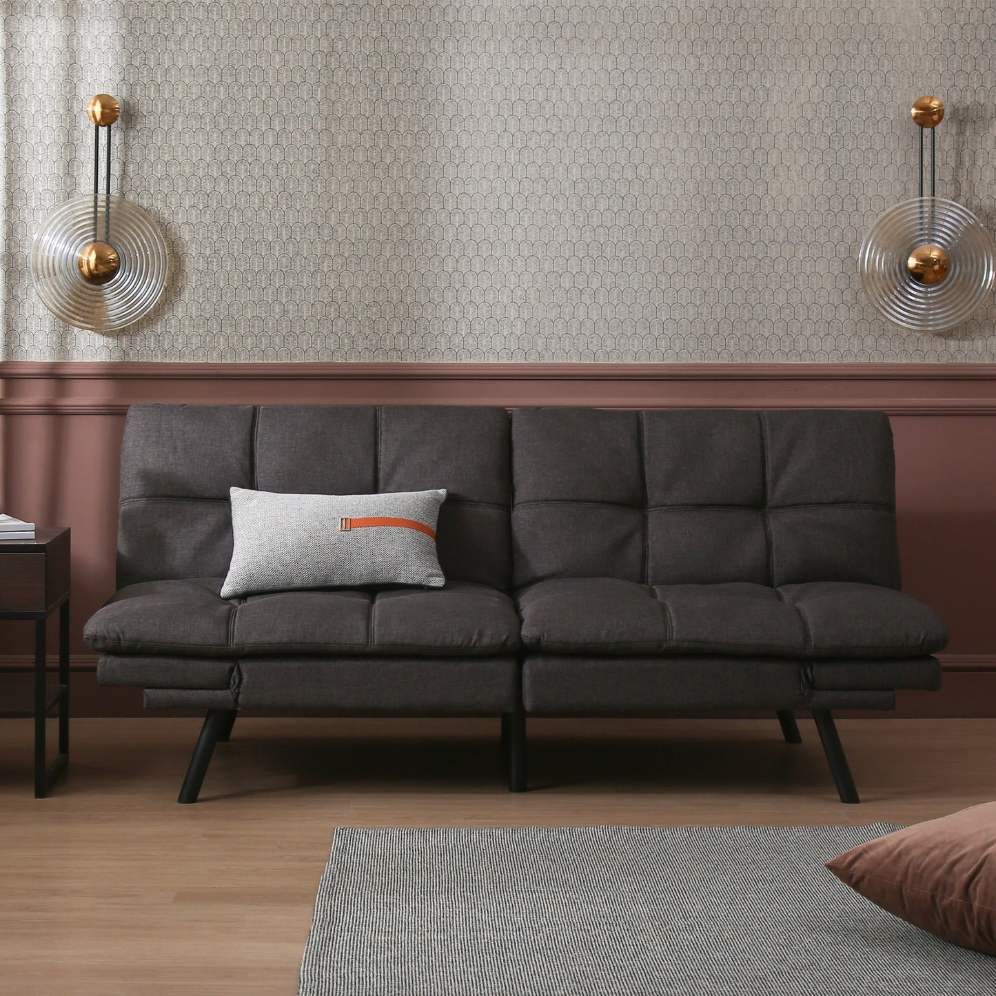 Convertible Memory Foam Futon Couch Bed, Modern Folding Sleeper Sofa-SF267FADGY