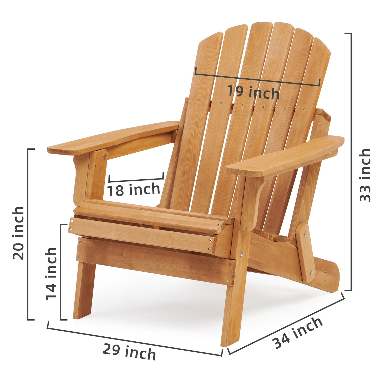 Oversize Wooden Folding Adirondack Chair, Half Pre-Assembled Wood Patio Lounge Chair for Outdoor Garden Backyard Porch Pool Deck FirepitSide, Fire Pit,Half Assembled,
