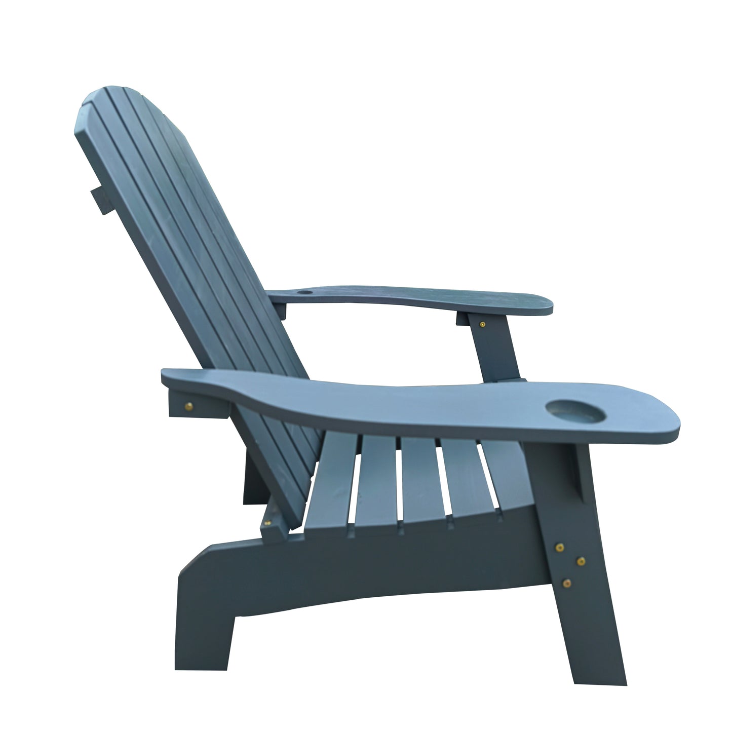 Outdoor or indoor Wood Adirondack chair with an hole to hold umbrella on the arm ,Gray