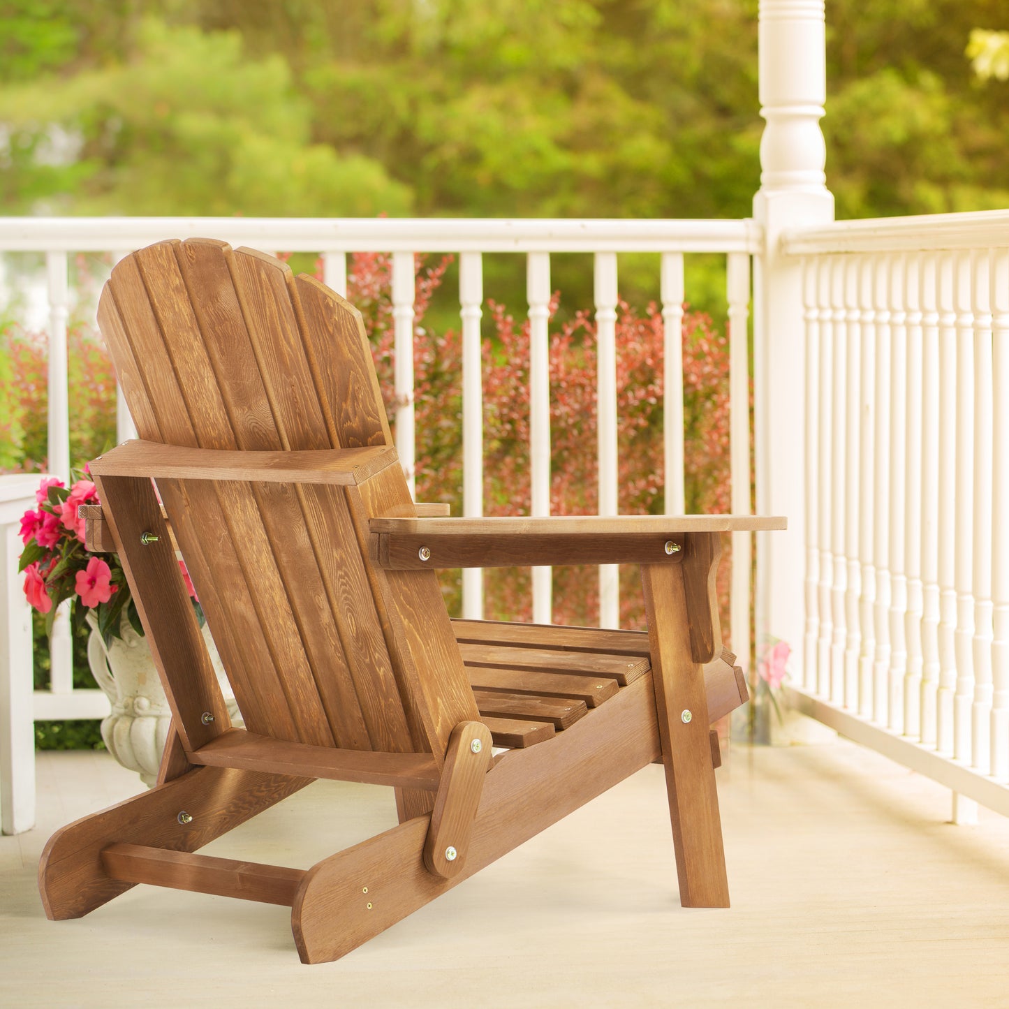 Oversize Wooden Folding Adirondack Chair, Half Pre-Assembled Wood Patio Lounge Chair for Outdoor Garden Backyard Porch Pool Deck FirepitSide, Fire Pit,Half Assembled,