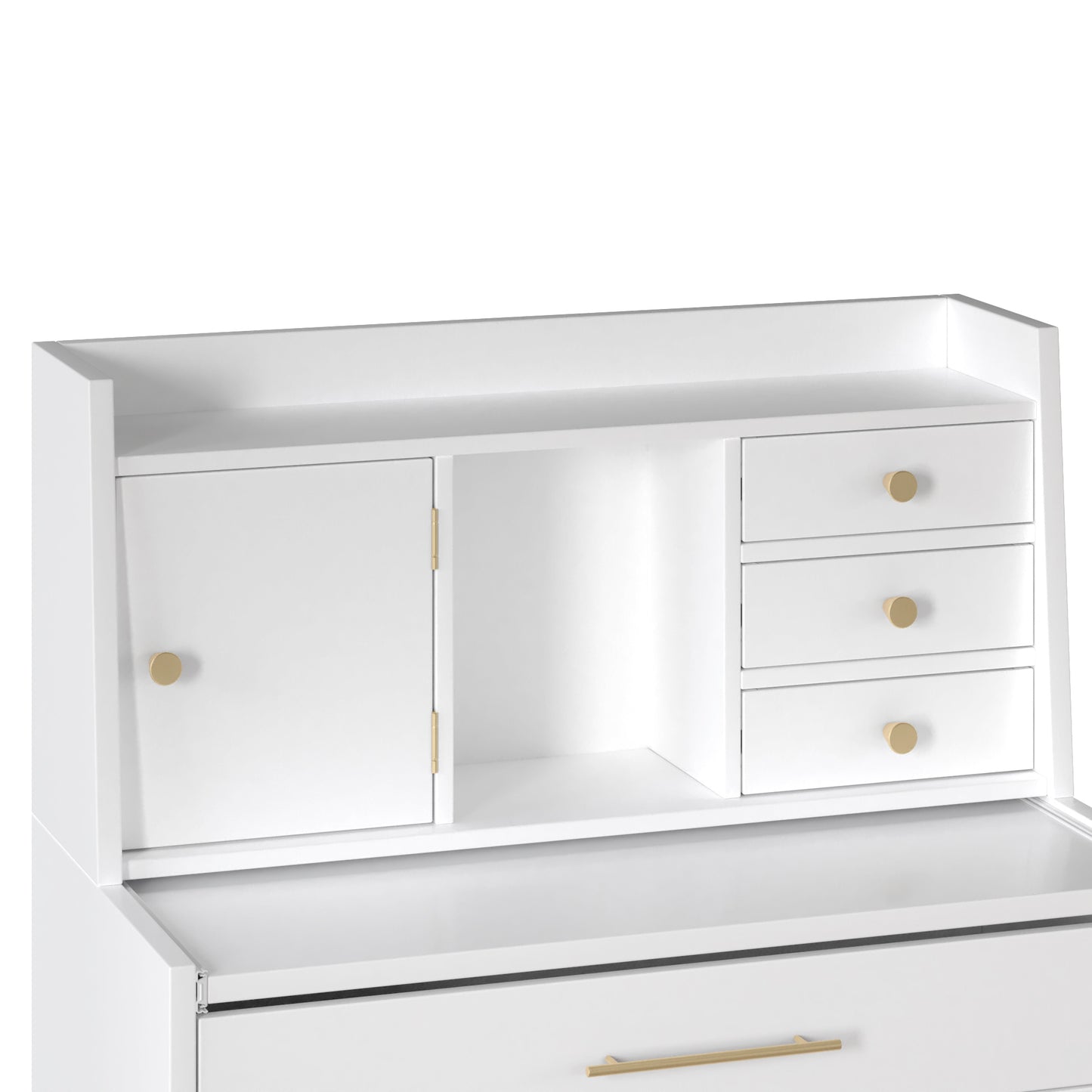 Vanity Makeup Table with Mirror and Retractable Table, Storage Dresser for Bedroom with 7 Drawers and Hidden Storage,White