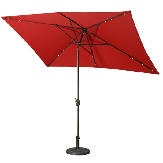 Support Dropshipping Led Red Garden Outdoor Adjustable Title 10 Ft Patio Umbrella With Solar Lights