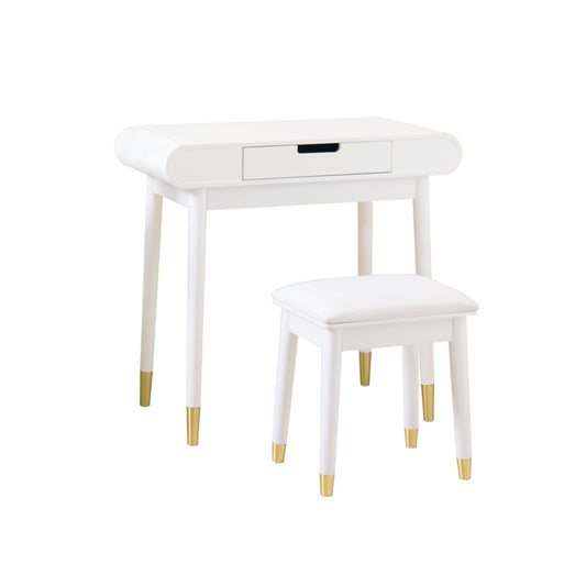 White Makeup Vanity Set with Stool, High Gloss Finish Dressing Table with Solid Stool,without Mirror!!!