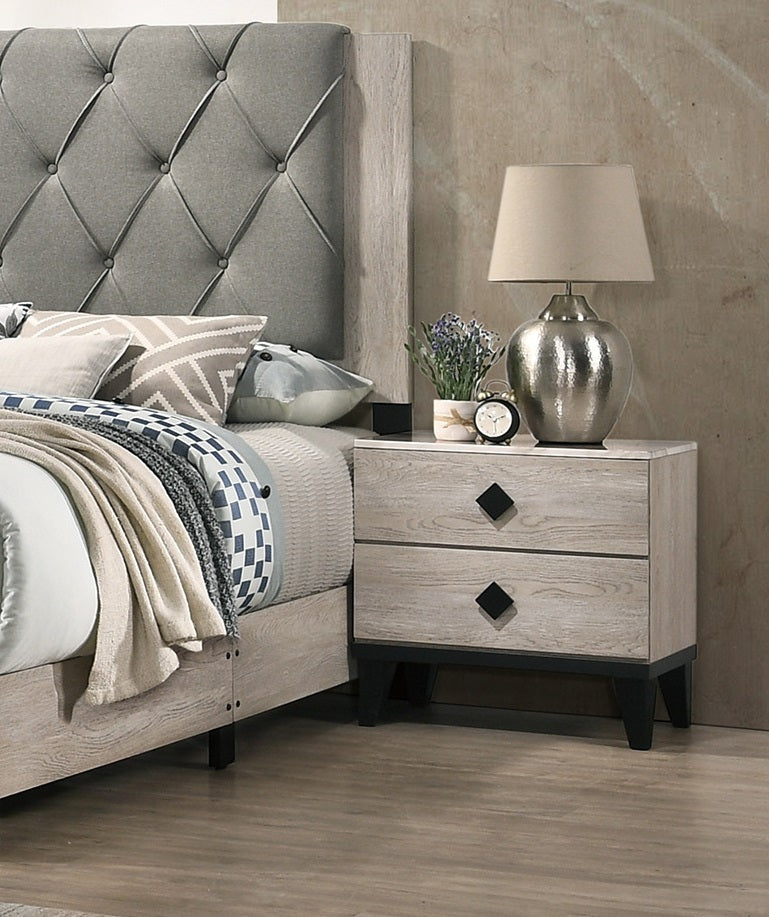 Bedroom Furniture Contemporary Look Cream Color Nightstand Drawers Bed Side Table plywood