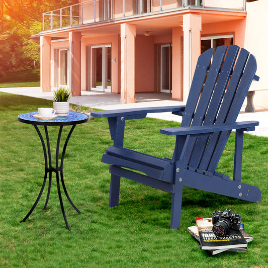 Adirondack Chair Solid Wood Outdoor Patio Furniture for Backyard, Garden, Lawn, Porch -Navy Blue